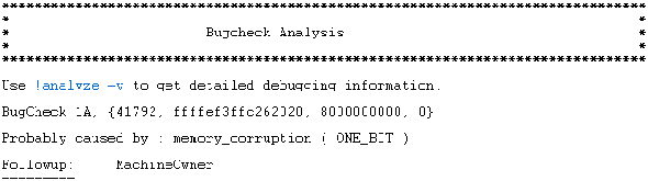 informations d'analyse bsod windby bugcheck