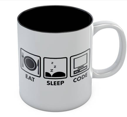 Mangez la tasse de café de code de sommeil