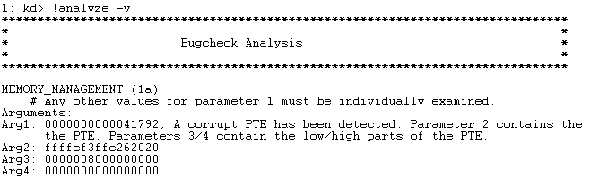 paramètres d'analyse de crash bsod windbg