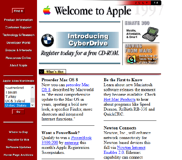 Capture d'écran de Apple en 1997