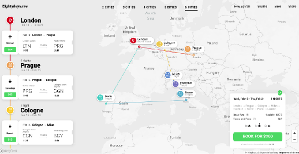 EightyDays suggère des voyages européens multi-destinations