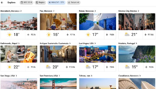 Jetset Weather trouve les destinations de voyage en fonction de la météo et de la température