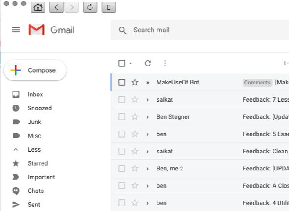 optez pour l'interface de boîte de réception par défaut de gmail sur mac