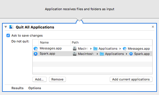 Application dans Automator sur Mac pour quitter toutes les applications en même temps
