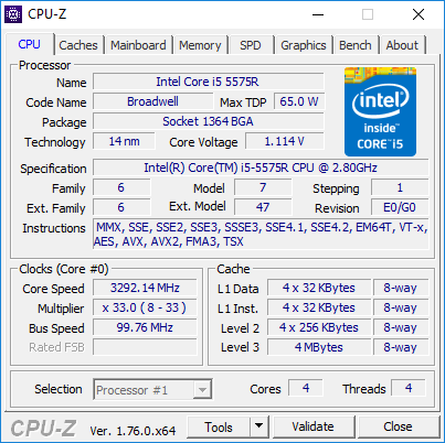 Vue d'ensemble des diagnostics Windows de la CPU Z