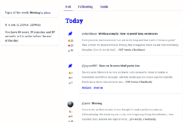 200 mots par jour définit les habitudes d'écriture avec le soutien de la communauté dans Slack