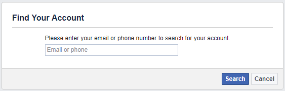 Trouvez votre compte Facebook en utilisant une adresse email ou un numéro de téléphone.
