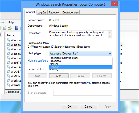 Désactiver la recherche Windows 10