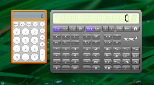 calculatrice et widgets de tableau de bord pcalc sur mac