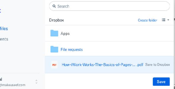 Enregistrer le fichier PDF dans Dropbox avec l'URL dans Dropbox