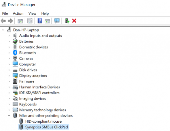 Mettre à jour les pilotes de la souris: écran du gestionnaire de périphériques Windows 10