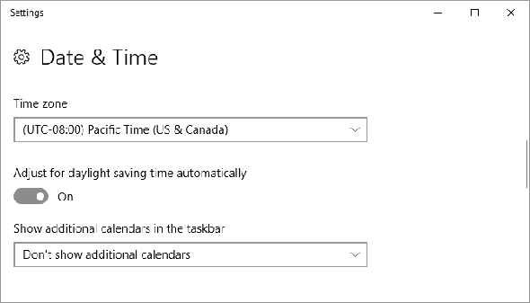 Windows 10 Date & amp; Temps