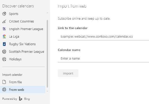 ajouter un calendrier ical à l'application web Outlook