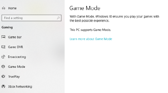 Activer le mode de jeu sur Windows 10
