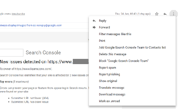 application web de blocage du courrier électronique gmail