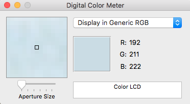 Compteur de couleur numérique Menu Sélecteur de couleur pour Mac