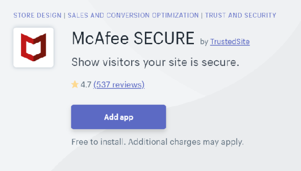 Application de sécurité McAfee Secure Shopify