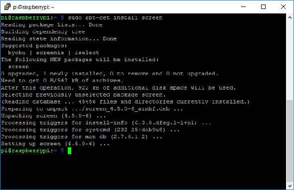 Installation du terminal écran GNU