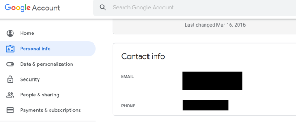 Paramètres d'informations personnelles Google Effacer le numéro de téléphone