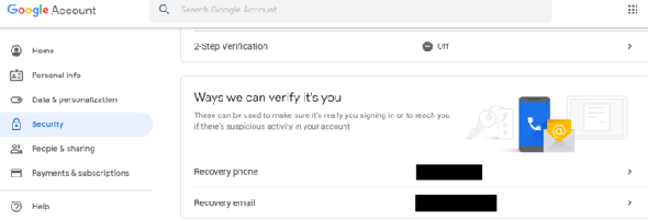 Paramètres de sécurité Google Effacer le numéro de téléphone