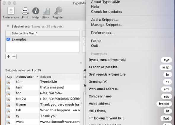 Extension de texte TypeIt4me sur Mac