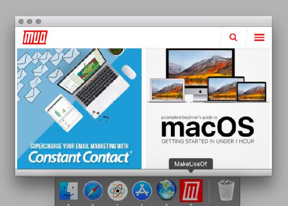 MakeUseOf en tant qu'application de bureau Mac avec Fluid