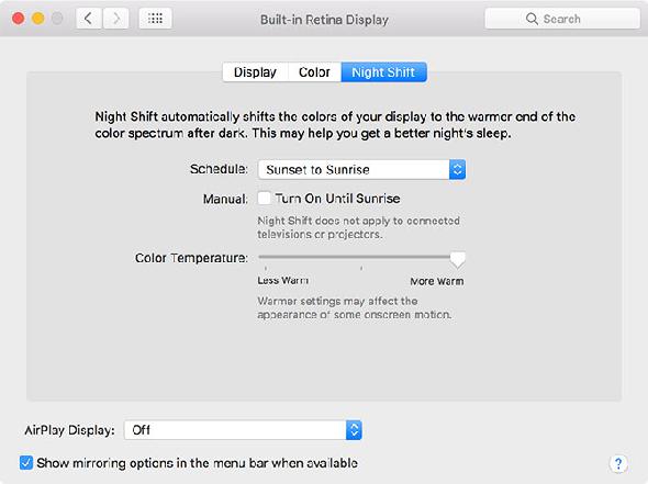 Les meilleures applications Mac à installer sur votre MacBook ou iMac options de décalage de nuit mac 1