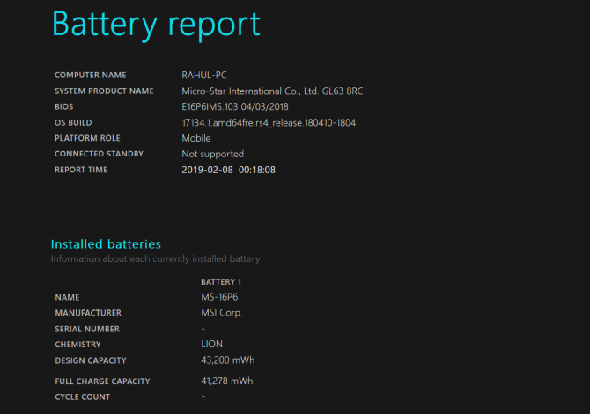 analyse de rapport de batterie powercfg