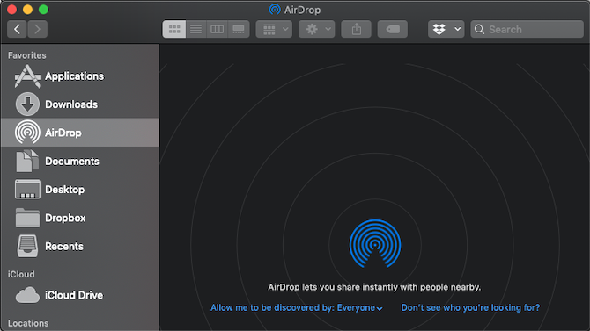 La fenêtre AirDrop sur un Mac