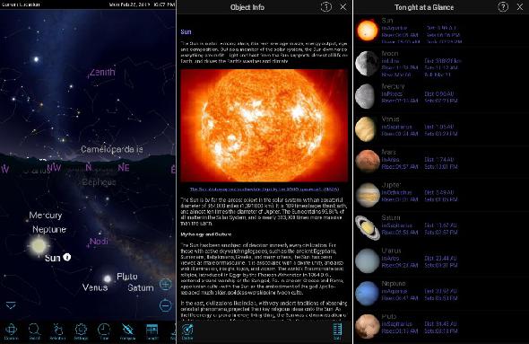 Capture d'écran de l'application Sky Safari