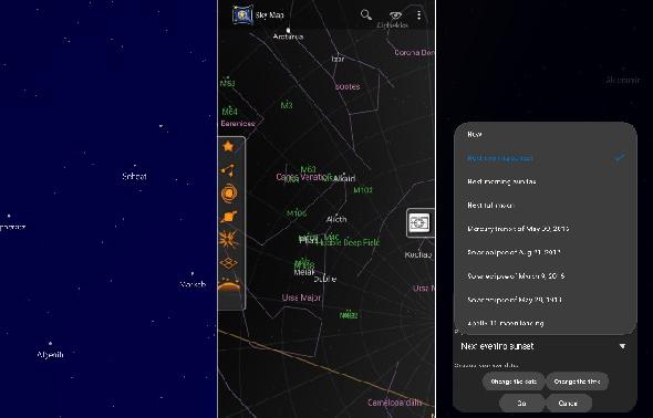 Captures d'écran de l'application Sky Map
