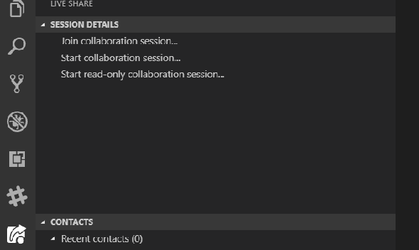 détails de la session de partage en direct de Visual Studio Code