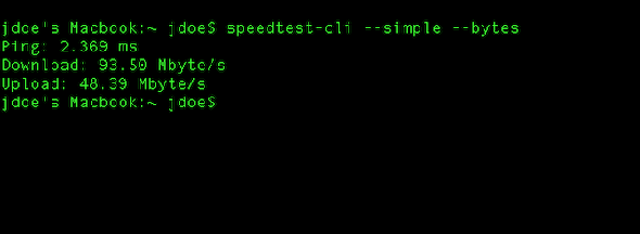 speedtest cli installé via homebrew