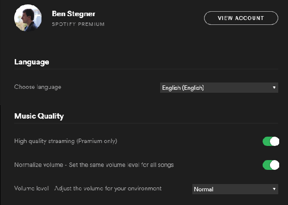 Options de qualité de musique Spotify