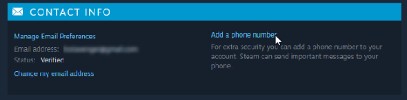 Steam Ajouter un numéro de téléphone Emplacement