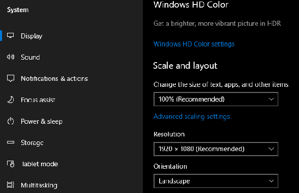Windows 10 Orientation de l'écran