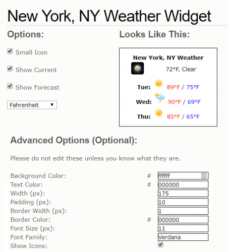 montrer mon widget créer une météo