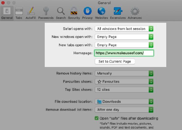 modifier le comportement des onglets et des fenêtres dans les préférences de Safari sur Mac