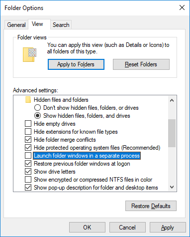 Comment supprimer un fichier utilisé par un autre programme? Options des dossiers Windows