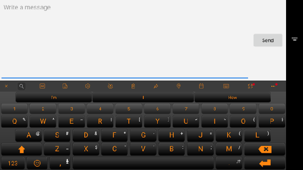 Ceci est une capture d'écran de SwiftKey's virtual keyboard with the Pumpkin theme enabled