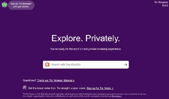 Moteur de recherche DuckDuckGo de navigateur privé Tor