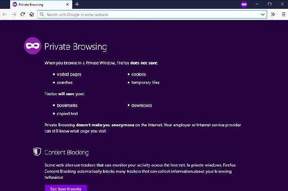 Firefox Confidentialité Navigation privée