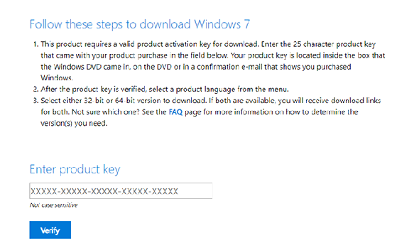 ISO de Windows 7 de Microsoft