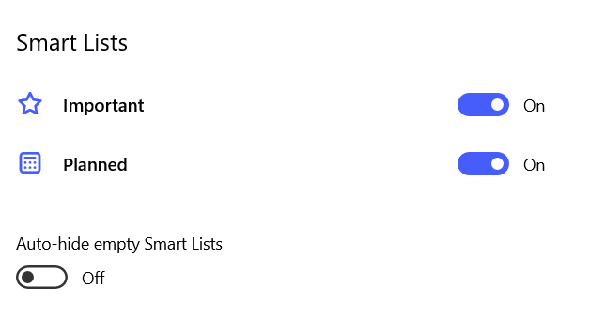 Microsoft todo listes intelligentes activées