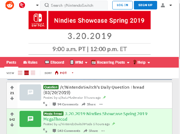 Reddit NintendoSwitch Sub
