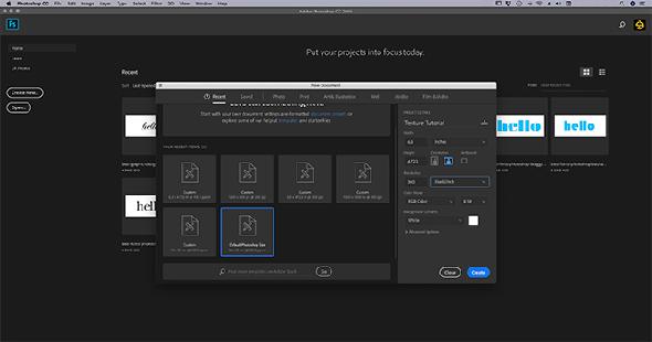 Créer une texture Photoshop Configurer votre fichier