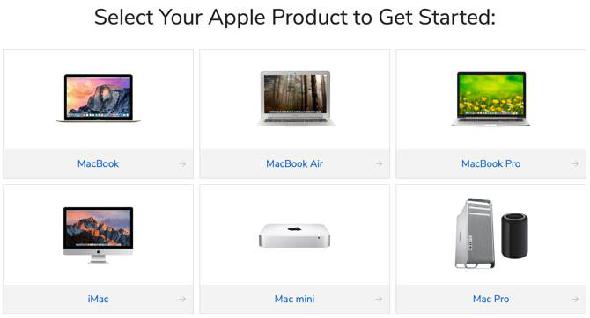 Sélection de votre appareil sur Mac of All Trades