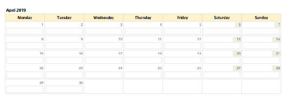 calendrier mensuel avec liste de tâches