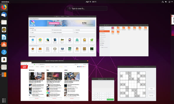Aperçu des activités sur Ubuntu 19.04