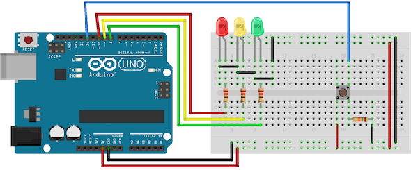 Schéma de circuit du passage piéton Arduino